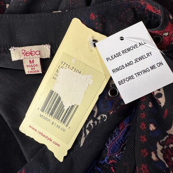 Reba Medium Midi Dress Paisley Long Balloon Sleeve Embroidered Lined Tasseled - Picture 10 of 12